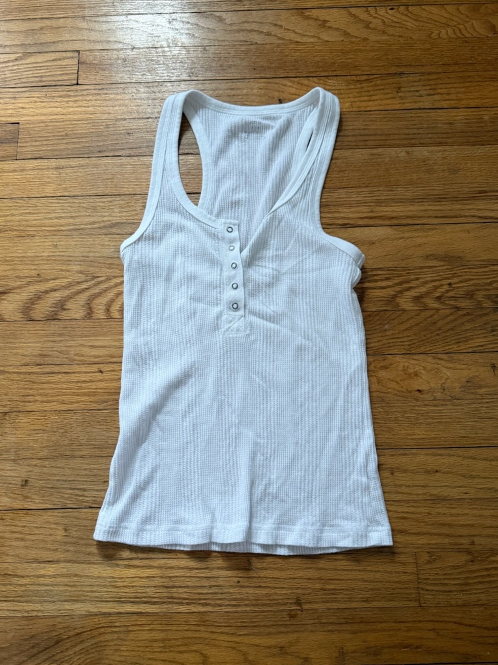 aerie White Ribbed Henley Racerback Tank